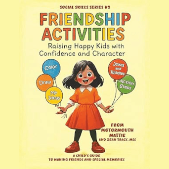 This new Motormouth Mattie companion book was created to help kids build friendship skills in a fun, creative, and screen-free way. Inside, you’ll find engaging activities that encourage children to practice kindness, communication, confidence, empathy, and character. My hope is that this book gives families a simple way to support social growth while also making meaningful memories together.