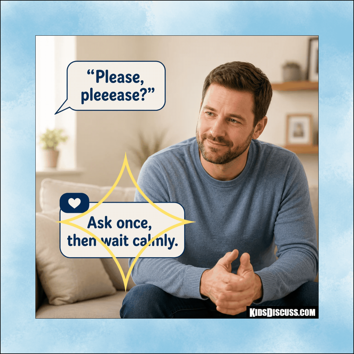 A calm father teaching patients